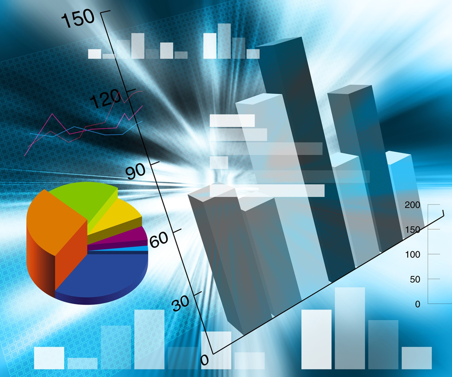 image of a graph and pie chart